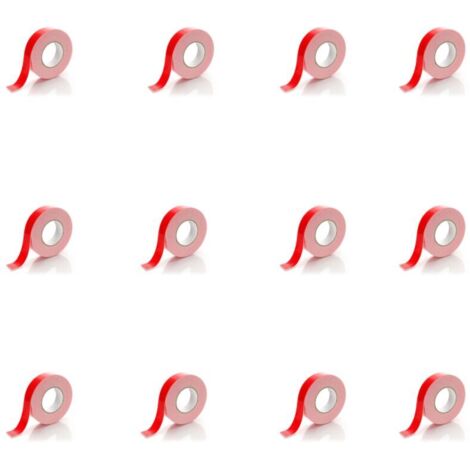 Ruban adhésif double face rouge 2,4 cm x 3 m – Ruban adhésif mousse haute performance, lot de 12 – Polyvalent pour la maison, le bureau et les loisirs créatifs (1/4)