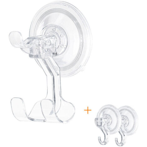 Crochet à ventouse transparent salle de bain poinçonnage gratuit crochet collant mur d'aspiration crochet de porte de cuisine en plastique - 1 crochet double + 2 crochets simples