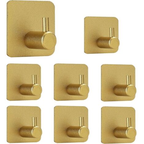8 Pièces D'Or Crochet Adhesif Crochet Mural Accessoire Salle De Bain Peut êTre Utilisé Comme Porte Serviette Salle De Bain Porte Torchon Crochet Porte Porte Serviette Murale (1/4)