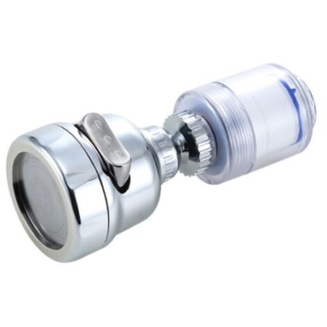 Robinet de cuisine Extender Booster Pommeau de douche Diffuseur Anti-éclaboussures Purificateur d'eau Filtre Buse Évier Économiseur d'eau Robinet 360 ° Rotation argent (1/4)