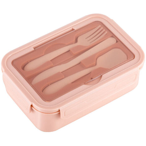 Boîte à déjeuner Bento pour enfants et adultes avec 3 compartiments couverts anti-fuite 1400ml en plastique Snacks boîte à aliments pour micro-ondes（rose） (1/4)