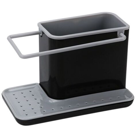 Rangement Evier, Support pour Éponge, Grattoir, Brosse, Liquide Vaisselle, Lavette, - Gris Foncé (1/4)