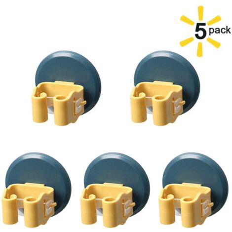 Lot de 5 supports de balai à vadrouille, pinces à balai murales, auto-adhésifs sans perçage, crochets utilitaires super antidérapants pour la maison, la salle de bain, la cuisine, le jardin, le garage