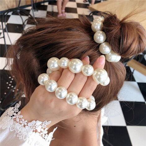 Pearl cheveux chouchous élastiques porte-queue de cheval cravates cheveux accessoires cheveux pour femmes et filles lot de 3 (1/4)