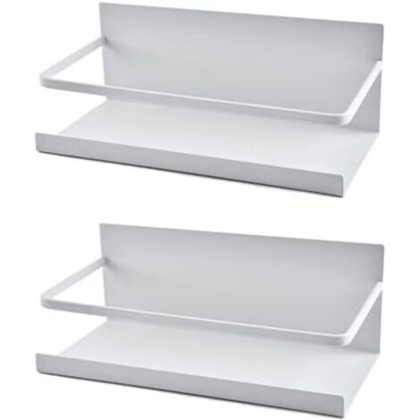 Ensemble de 2 étagères de réfrigérateur magnétiques en acier inoxydable, organisateur de support suspendu (noir)(Blanc) (1/4)