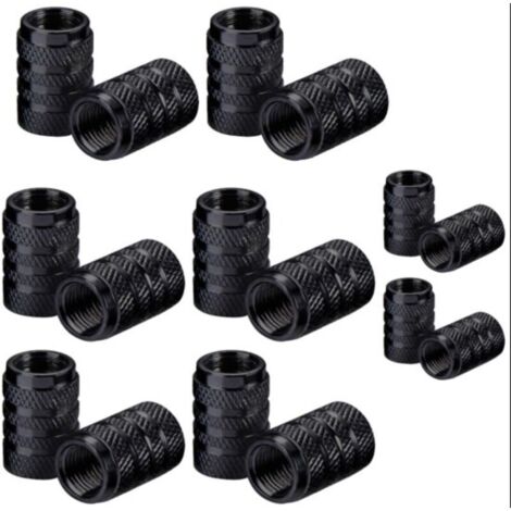 16 Pièces Bouchons de Valve de Pneu en Aluminium Capuchon Antipoussière de Roue de Voiture (Noir )