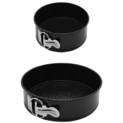 2PCS Moule à Gâteau(4"/ 7"), Moule a Gateau Rond 2 Étages, Moulle à Gâteau Rond Noir en Acier au Carbone, Moule à Gâteau à Charnière pour Faire Gâteaux/ Pizzas/ Pain (11CM+18.5CM)