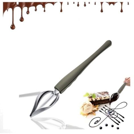 2 Pièces Cuillères de Dessin Cuillères à Dessert Décoratif Cuillère à Chocolat Gâteau en Acier Inoxy Cuillères à Crayons avec Bec Effilé pour Décoration de Nourriture Sushi Cuisson Dessert(petit) (1/4)