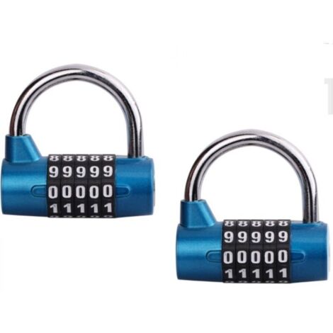 2 pcs Cadenas à Combinaison à 5 Chiffres, Cadenas pour Gymnase, Peut être Réinitialisé Serrures à Combinaison, pour l'Ecole, Casier Sportif et Sport, Etui, Boîte à Outils, Clôture-bleu (1/4)