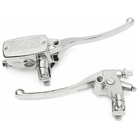 22MM Moto Hydraulique Frein Maître Cylindre Levier d'embrayage Chrome (1/4)