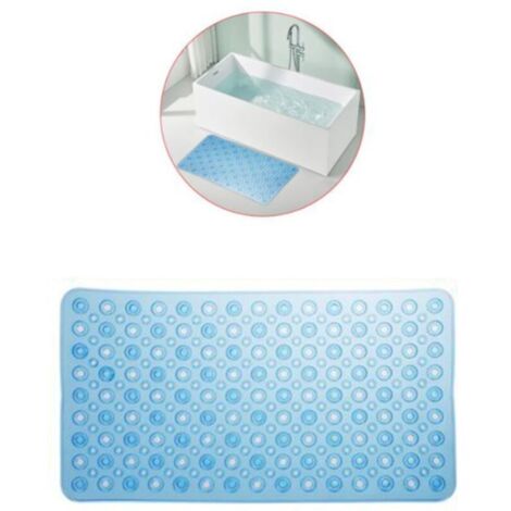 Tapis de bain antidérapant - Tapis de douche - Grand tapis de douche pour sol de cabine de douche - Avec ventouses sécurisées et trous de drainage (bleu) (1/4)