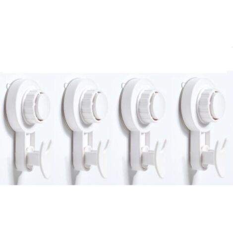 Lot 4 Crochet Mural Réutilisable Puissant Charge 5Kg, Crochet Ventouse Salle de Bain Porte Serviette Couronne Peignoir Manteau Torchon, Nouvelle Patère Ventouse Cuisine Plastique Blanc