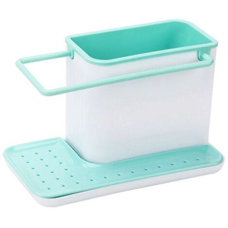 Sink storage rack, kitchen and bathroom storage, soap and dishcloth storage essential.(bleu) (1/4)