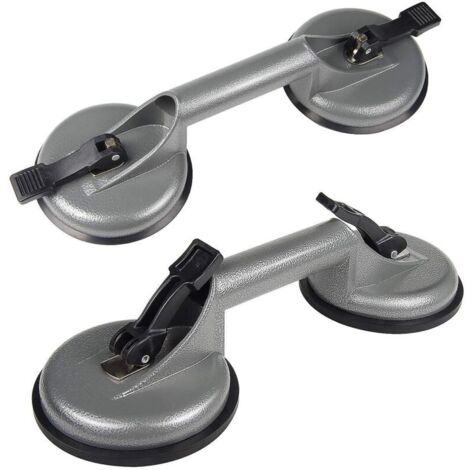 2 Pcs Ventouses 100KG Ventouses sous Vide avec Ventouses Doubles Gris pour Carrelage, Verre, Bois (1/3)