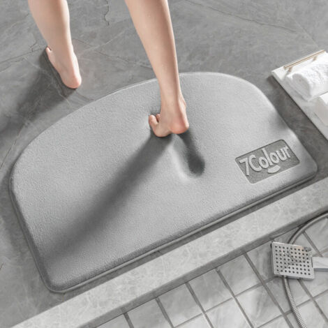Tapis de bain super absorbant tapis en mousse à mémoire de forme tapis de salle de bain antidérapant tapis de sol latéral de baignoire tapis de salle de douche paillasson toilette tapis de bain gris 4 (1/4)