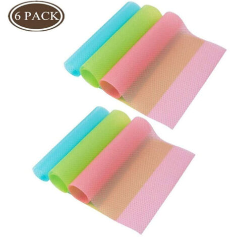 6PCS Tapis de Réfrigérateur Antibactérien 29cm x 45cm, Protection Frigo Intérieur Respecteux d'Environnement, Fond de Tiroir Cuisine Réutilisable
