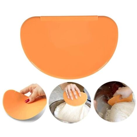 Corne Patisserie,Grattoir à Pâte en Plastique Coupe pâte,2 Pièces Plastique Racloir Patisserie Spatules pour Pain Cuisine, Pâtisserie, Crêpes,pour Pate Fromage Chocolat ,15,8x10,5cm(Orange) (1/4)