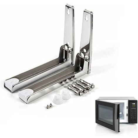 Supports De Micro-Ondes Mural Étagère Universelle en Acier INOX Support Montage Mural Étagère Four À Micro-Ondes Réglable Rabattable Accessoires De Cuisine