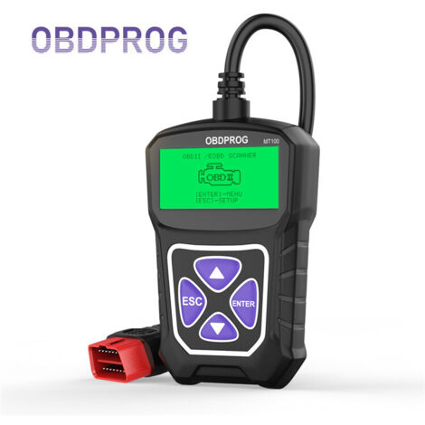OBDPROG MT100 Scanner OBD2 Multifonction - Lecteur de Codes Moteur avec 10 Fonctions de Diagnostic, Affichage des Données en Direct et Test I/M - Outil de Diagnostic Automobile Multilingue pour Tous V