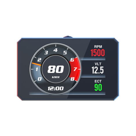 Affichage Tête Haute HUD OBD2 Universel - Moniteur de Vitesse Numérique HD avec Écran 3.5/4/5 Pouces, Multifonction: Régime Moteur, Température Eau, Tension Batterie, Consommation Carburant, Alarme de