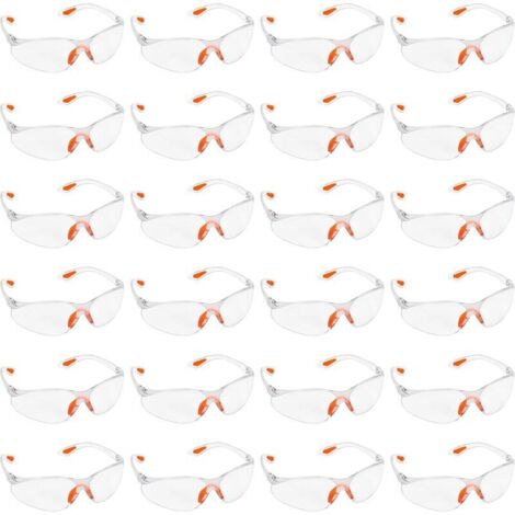 Lot de 24 Lunettes de Sécurité Transparentes - Lunettes de Protection avec Verres en Plastique, Pont-de-Nez et Embouts de Branches en Caoutchouc pour Plus de Confort - Lunette Transparente PPEdyk-alov (1/4)