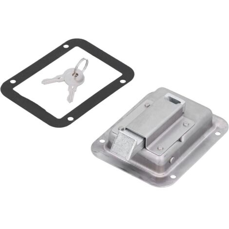 Loquet de porte, loquet de porte à palette en acier inoxydable 304, montage encastré avec 2 clés pour RV remorque feu pour loquet de porte, loquet de boîte à outils, loquet de porte à pagaie, poignéed (1/4)