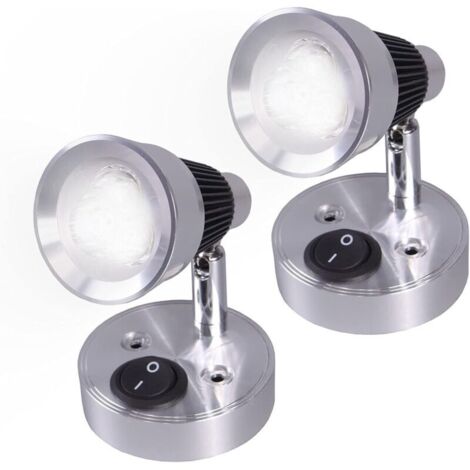 12V LED Spot Lampe de Lecture Murale 2 pièces Auto LED Lumière Interrupteur réglable Intérieure Caravane Van Lumière pour Camping-Car, Camper Van, Bateau (Froid Blanc)dyk-alovez