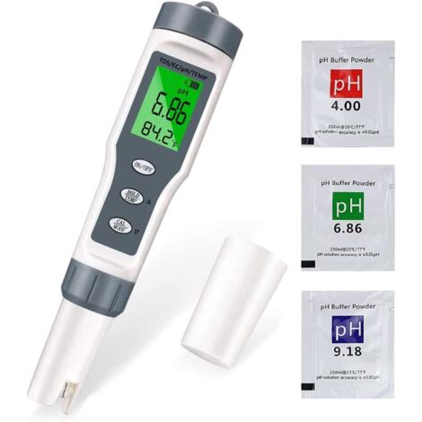 Testeur PH Mètre, Testeur PH Piscine Électronique 4-en-1, PH TDS EC &Mètre Température, Testeur de qualité de l'eau avec Écran LCD et Précision de Lecture, pour Piscine, Aquarium