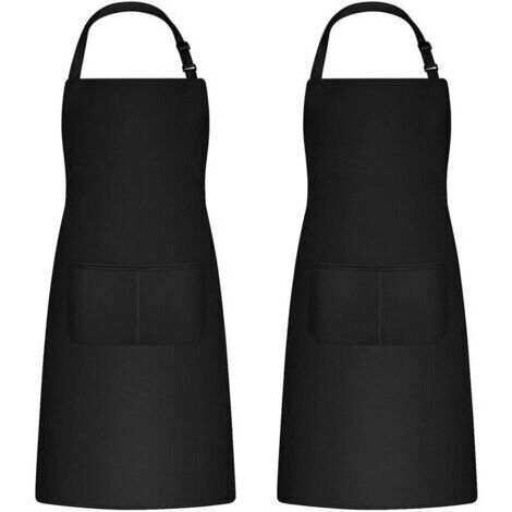 2 Pièces Tabliers de Cuisine pour Homme Femme, Tablier de Ménage Tabliers Porte-Outils avec 2 Poches pour Barbecue, Tablier Jardinier Adultes Ajustable pour Jardinage