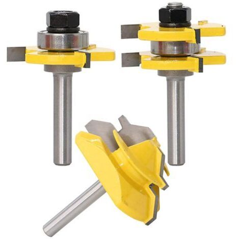 45 Degrés Verrouiller Mitre Routeur Bit + Mèche de Langue + Fraise à Rainurer [ 8mm manche], percussion à rainure et à languette Fraise à Bois pour Outils de Menuiseriedengyank (1/5)