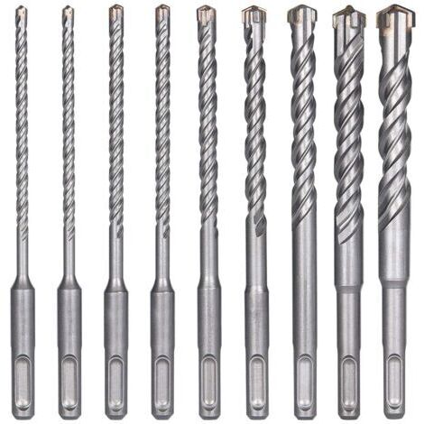 Forets à Béton, 9PCS (5 mm 16x160 mm) Foret Carrelage, à Percussion Électrique SDS-Plus pour Perforateur, Forets Transversaux, Brique, Pierre, Naturelle, Métaldengyank (1/5)