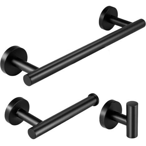 Noir Mat De Salle De Bain Ensemble De Barres D'accessoires Porte-Serviettes À Main Rails De Support D'anneau Mural/Crochet en Inoxydable 3 Pièces, Barre 12 "dengyank (1/5)
