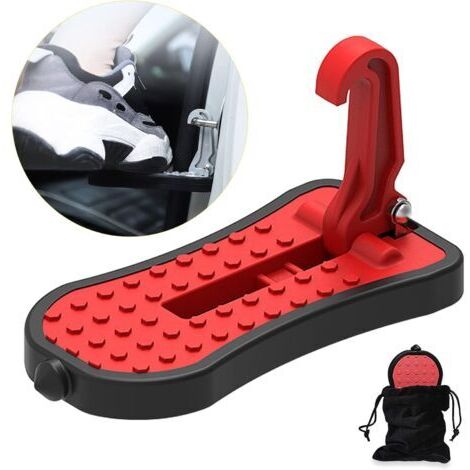 Pédale de Porte d'automobile, Pédale de Porte d'automobile Clou de Pied u Pédale de Pédale de Crochet de Loquet de Porte de Voiture, avec Pédale Auxiliaire avec Safety Hammer (16cm, Rouge)dengyank (1/5)