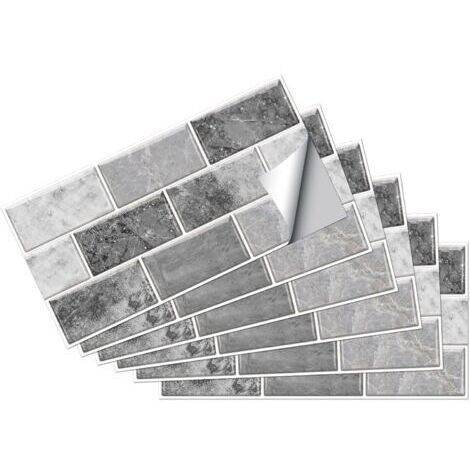 18pcs Autocollants pour Carreaux Rectangulaire, Stickers Carrelage Adhésif Imperméable, PVC Autocollants de Carreaux Bricolage pour Maison Salle Bains Cuisine, 30x15cm Gris Clairdengyank (1/5)