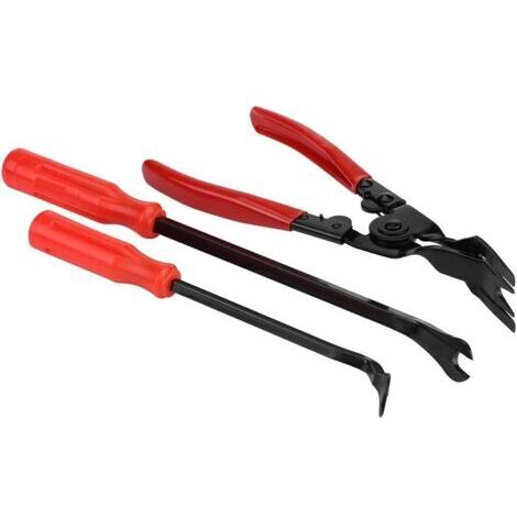 Pince de retrait de garniture de porte - 3 pièces Rivets Clips Pinces Fixation Remover Extracteur Pry Bar Tool Kit avec poignée isolée à large nezdengyank (1/4)