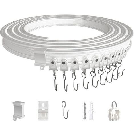 5 Mètres Rail de Rideau Plafond, Kit de Rail Rideau Flexible Pliable en ABS avec Poulies Silencieuses pour Separation de Piece, Rideaux, chambre, Balcon, Bureau, Hôtel, Blancdengyank (1/5)