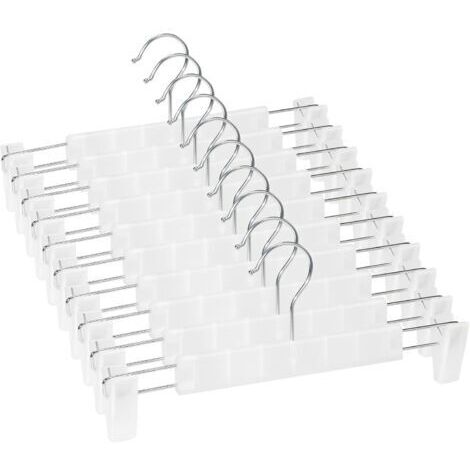 Lot de 10 Cintres Porte-Jupes, Cintres pour Pantalon, avec 2 Pinces antidérapants et réglables, pour Pantalons Suspendus, Chaussettes, Jupes - translucidesdengyank (1/5)