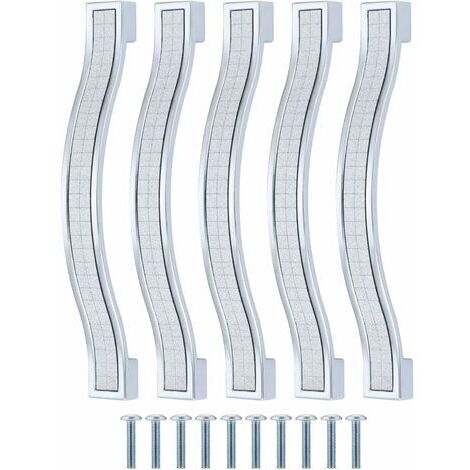 Lot de 5 poignées de tiroir en alliage strass cristal pour commode armoire de cuisine placard, Silver, 128MM-5PCSdengyank (1/5)