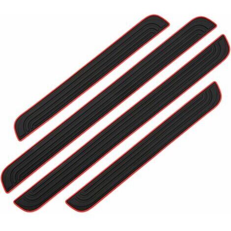 Barres de Seuil de Porte Voiture 4PCS Plaque de Seuil Protecteurs Autocollant Voiture Film Adhésif pour Protection Seuil Porte Garde-Plaque de Seuil de Porte Voiture en Caoutchouc Souple PVC(Noir)deng (1/5)