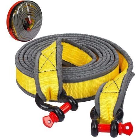 ALVOEZ—dyk Sangle de remorquage 4m 8T – Nylon-polyester renforcé – 2 manilles incluses – Visibilité nocturne avec bandes réfléchissantesdengyank (1/5)