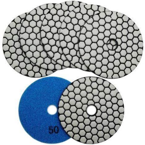 7Pcs Disque Diamant de Polissage 4"/100mm Sec Diamant Polissage Pads pour Marbre, Granite, Pierre, Béton (50)dengyank (1/5)