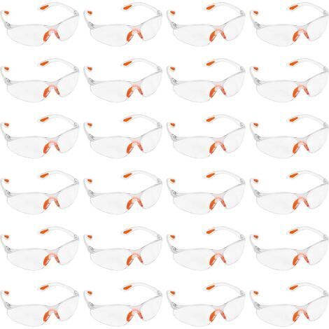 Lot de 24 Lunettes de Sécurité Transparentes - Lunettes de Protection avec Verres en Plastique, Pont-de-Nez et Embouts de Branches en Caoutchouc pour Plus de Confort - Lunette Transparente PPEdengyank (1/5)