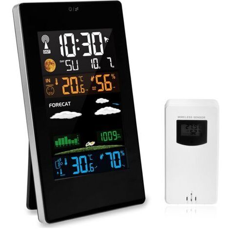 Station météo sans fil avec capteur extérieur, affichage numérique multifonction couleur radio DCF, thermomètre hygromètre intérieur et extérieur avec prévisions météorologiquesdengyank (1/5)