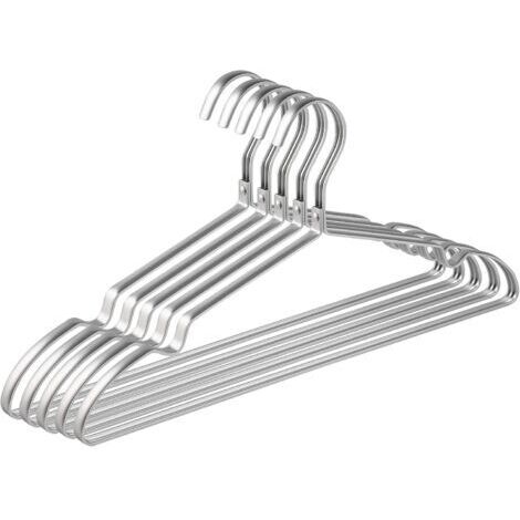 Amber Home Lot de 10 Cintres en Fer Aluminum 42cm, Matte Argenté Métal Cintre pour Vêtements Costumes T-Shirts Chemises Vestes Robes, Encoches Antidérapantes, Élégants et de Qualité, Durablesdengyank (1/5)