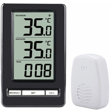 Alovez - Thermomètre Intérieur et Extérieur, Thermomètre sans Fil Numérique avec Capteurs Sonde, HD Écran LCD Détecteur de Température, Mémoire de Min/Max, Tendance, ℃/℉,Alimenté par Batterie (1/5)
