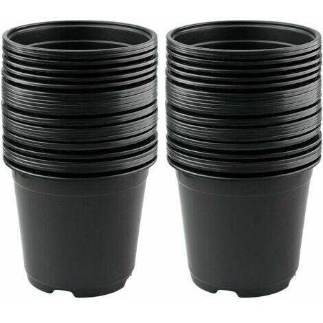 Alovez - Lot de 50 Pots de Fleurs en Plastique Noir de 15 cm pour Plantes succulentes, légumes et boutures (1/5)