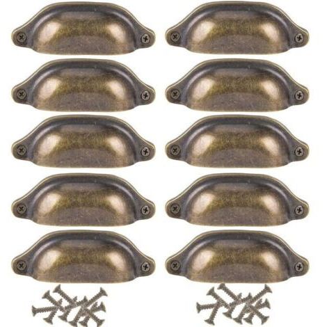 Alovez - Lot de 10 poignées de porte 98 mm poignées décoration de tiroir de meuble laiton antique (1/5)