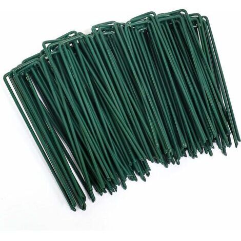 Alovez - Piquets de Jardin 30 pcs,Piquets de Fixation en Acier pour Jardin Toiles de Paillages et de Jardinage Grillage,Galvanisé Antirouille à Chaud Agrafes en Forme de U(150 mm de Long 3mm largeur