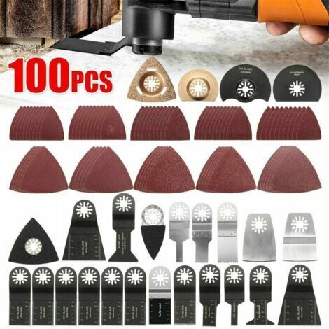 Alovez - 100 Pcs Lame oscillant Scie multifonctions,Accessoires Outils oscillants Multitool pour Fein Multimaster Dremel Dewalt Einhell pour bois, métal, plastique 56Vingt (1/5)