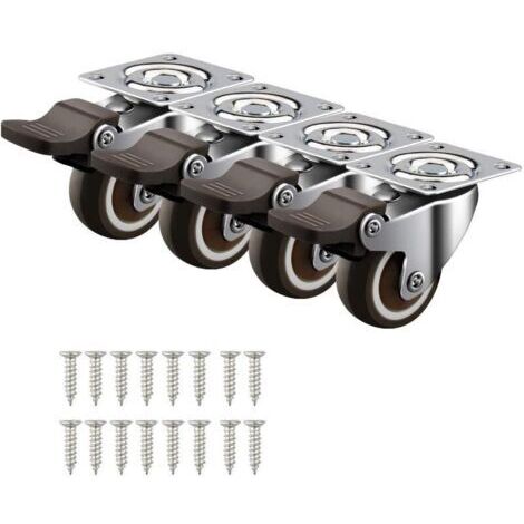 Alovez - 4 Petites Roulettes Pivotantes 32mm/1.25 Roulettes pour Meubles Avec Frein Plaques 50KG Roues Caoutchouc Chariot etabli Meubles Industrielles Transport -Versailles